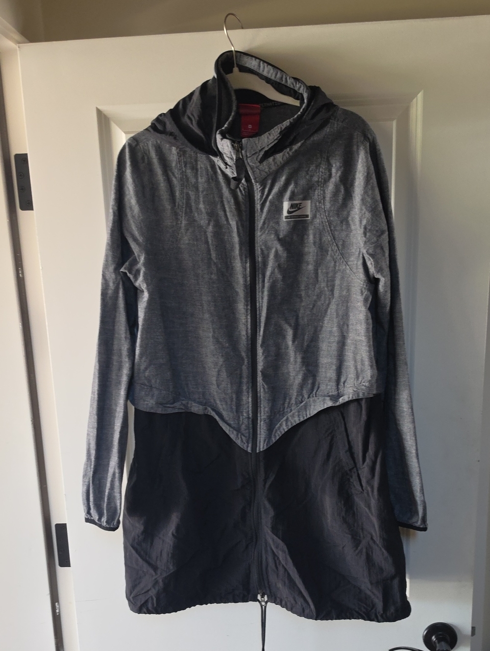 Nike Gray and Black Colorblock Hooded Jacket